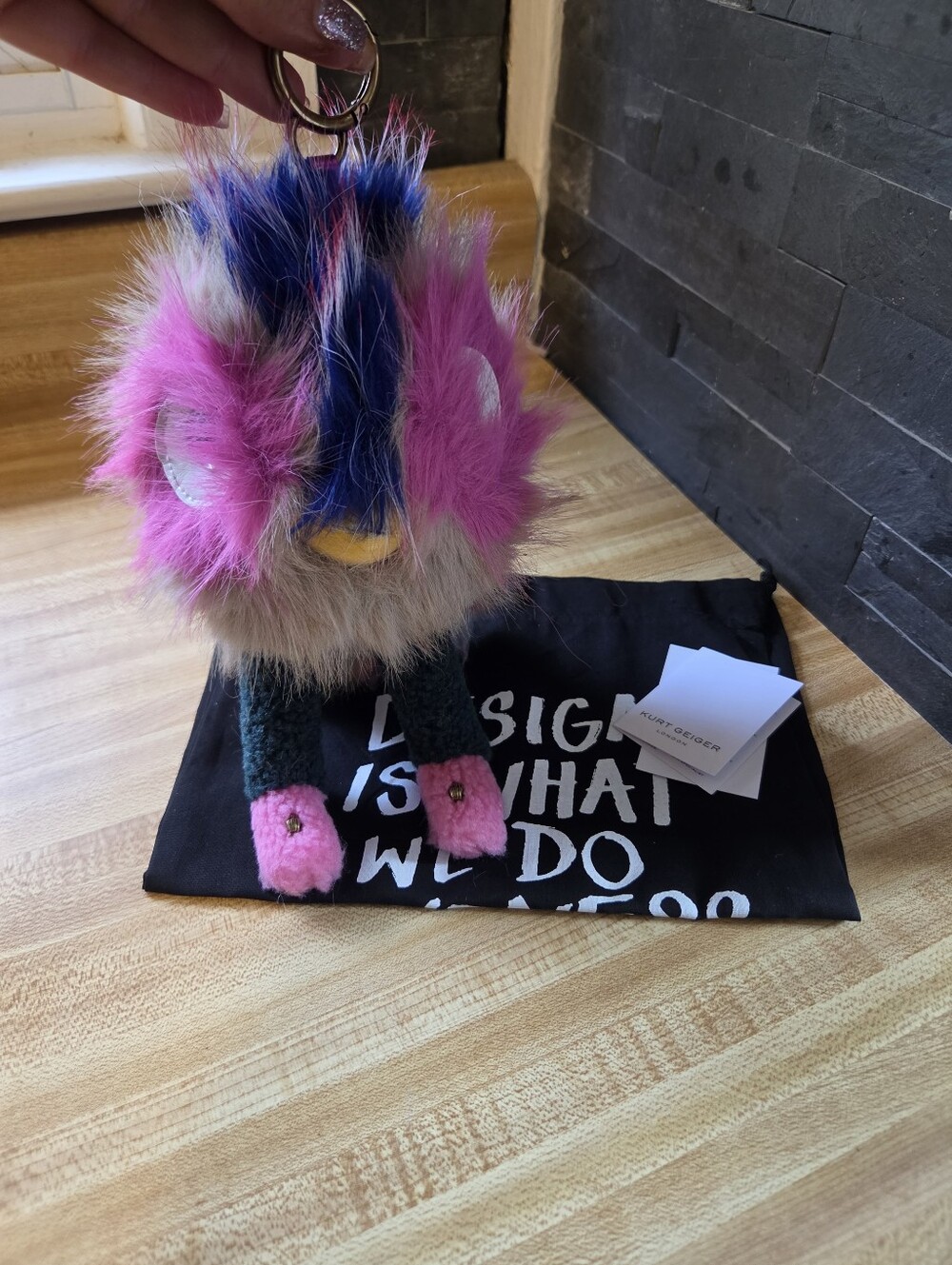 Kurt Geiger NWT Fluffy Bag Charm/Keychain & Dustbag